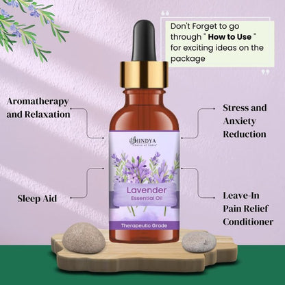 Lavender Essential Oil for Hair Growth & Relaxation - Ecocert Certified Organic - 15ml