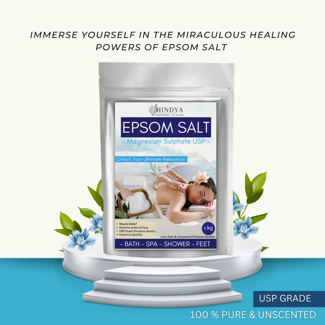 Epsom Salt (Magnesium Sulphate) for Pain Relief & Foot Soak - Bath Salt - 1kg