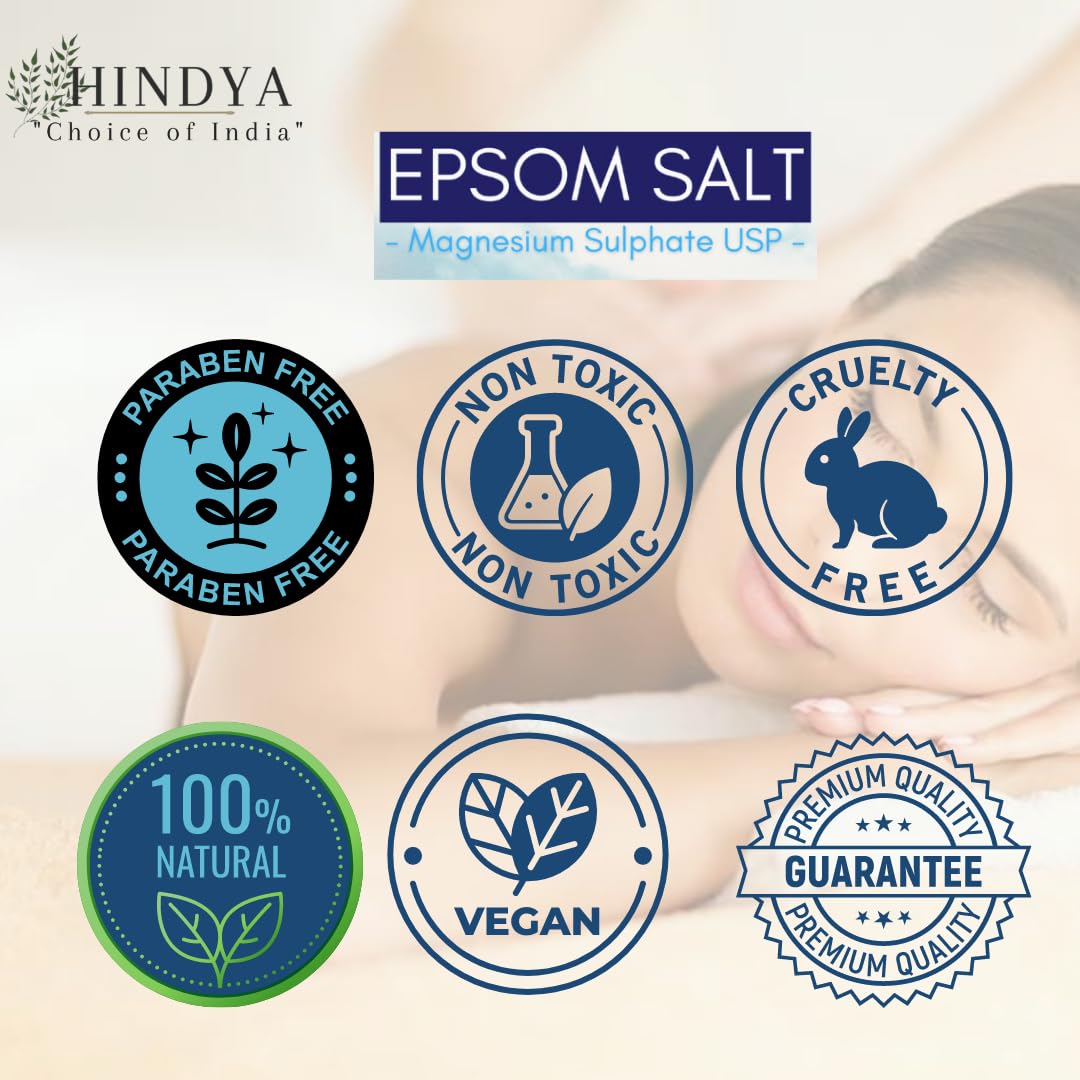 Epsom Salt (Magnesium Sulphate) for Pain Relief & Foot Soak - Bath Salt - 1kg