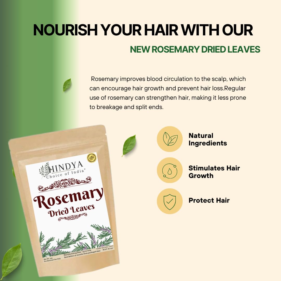 Organic Dried Rosemary Leaves for Hair Growth - 100% Natural - 55g