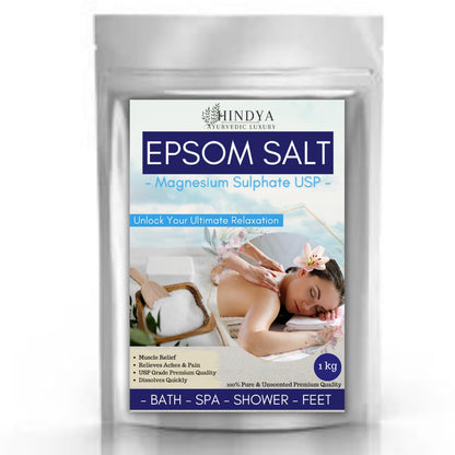 Epsom Salt (Magnesium Sulphate) for Pain Relief & Foot Soak - Bath Salt - 1kg
