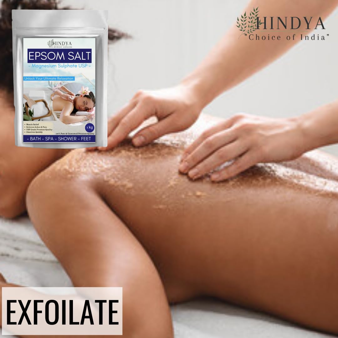 Epsom Salt (Magnesium Sulphate) for Pain Relief & Foot Soak - Bath Salt - 1kg