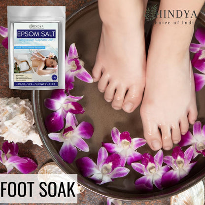 Epsom Salt (Magnesium Sulphate) for Pain Relief & Foot Soak - Bath Salt - 1kg